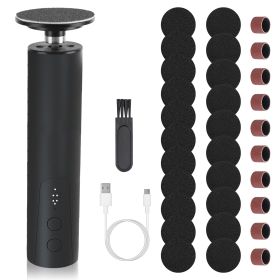 1Set Electric Foot Callus Remover 2 In 1 Rechargeable Foot File Nail Grinder Dead Skin Pedicure Tool Machine With 2 Grinding Heads Total 30Pcs Re (Option: Black)