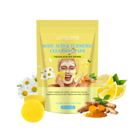 Jaysuing Kojic Acid Turmeric Exfoliating Cleansing Pad Gently Cleanses The Skin And Exfoliates The Skin, Gently Purifying And Soothing The Skin (Option: 2pcs)