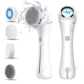 Facial Cleansing Brush, Brush For Exfoliating, IPX7 Waterproof 3 In 1 For Massaging, Deep Cleansing Rechargeable With 4 Brush Head Replacements, (Color: W13535453)