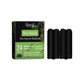 Hoygi Bamboo Charcoal Blackhead Patch, Delicate Skin Care Gently Clean Acne Strawberry Nose Narrow Pores Nose Cleaning Patch (Option: 24PIECES-24g-3.62*2.76*0.71inch)